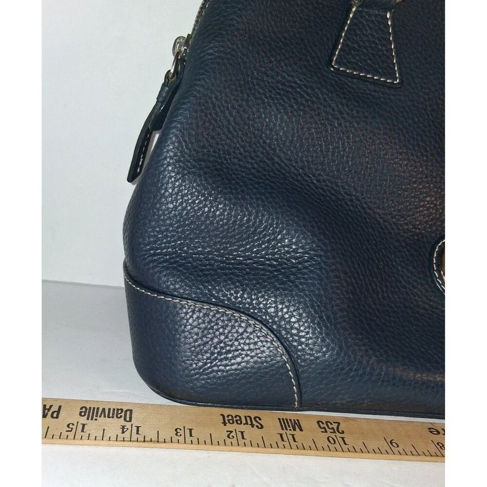 Dooney & Bourke navy Pebbled Leather Double Handles Satchel w/ wallet